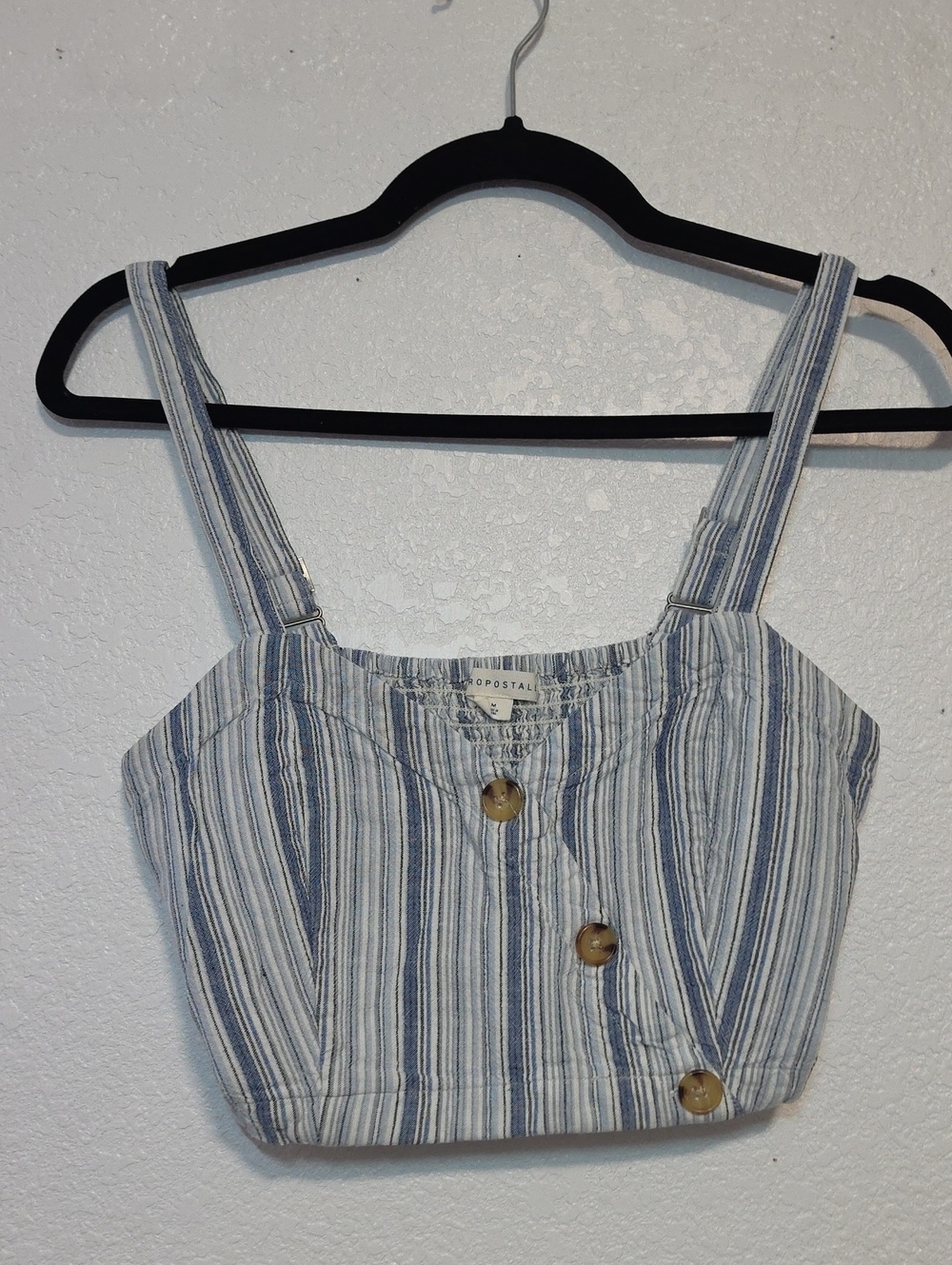 Aeropostale Blue and White Striped Cropped Tank